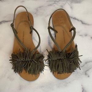 Banana Republic Olive Green Fringe Suede Sandals
